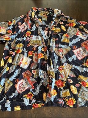 Vintage Everest Collection Men’s XL Rayon Havana Cigar AOP Camp Shirt 90s
